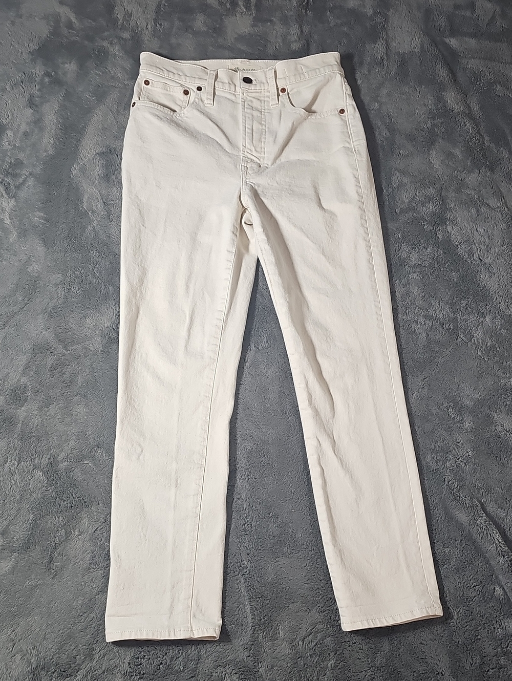 Madewell Perfect Vintage Jeans Ecru Cream High Rise Straight Crop Size 26